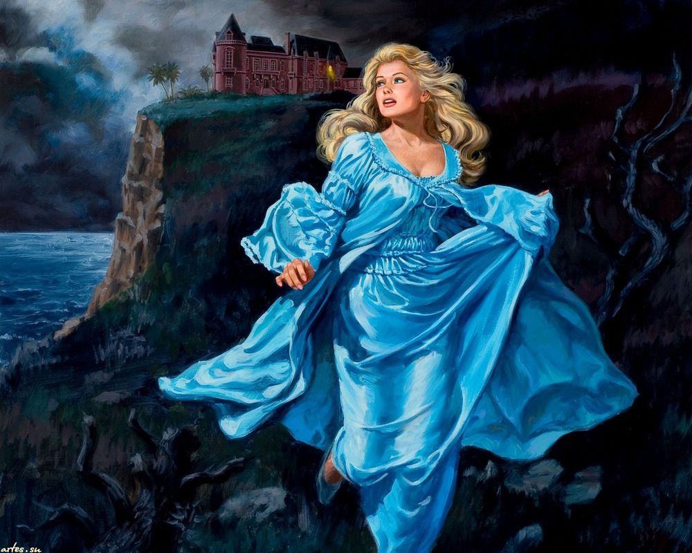 Женщина в голубом платье