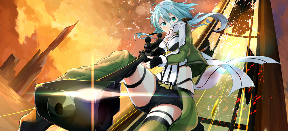 Обои для рабочего стола Asada Shino / Sinon (GGO)/Асада Шино / Синон из аниме Sword Art Online / Мастера Меча Онлайн