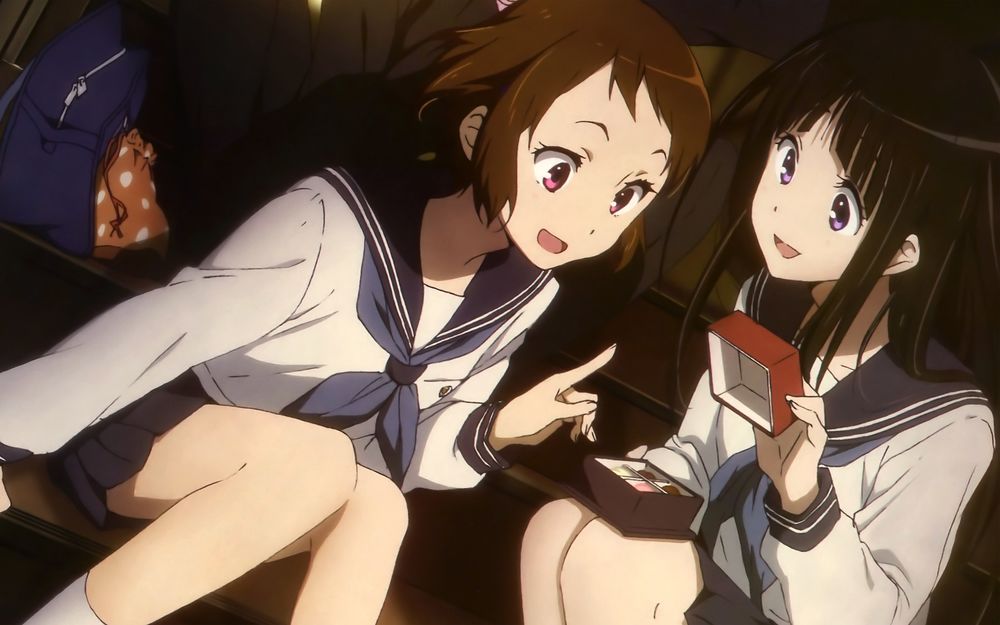 Обои для рабочего стола Chitanda Eru / Читанда Эру и Ibara Mayaka / Ибара Маяка из аниме Hyouka: You cant escape / Хоука: тебе не уйти