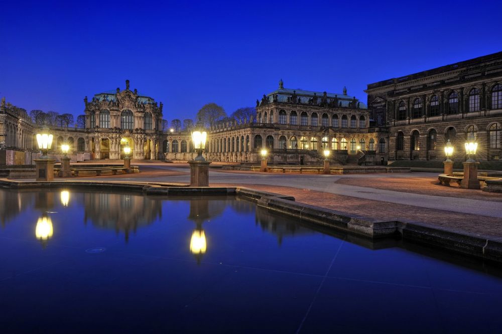 Обои для рабочего стола Ночной город Дрезден, Германия / Dresden, Germany