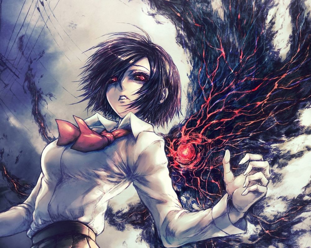 Обои на рабочий стол Touka Kirishima / Тока Кирисима из аниме Tokyo Ghoul / Токийский  Гуль, обои для рабочего стола, скачать обои, обои бесплатно