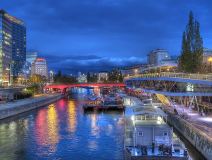 Обои на рабочий стол Дунайский канал / Danube Canal, Вена, Австрия / Vienna, Austria