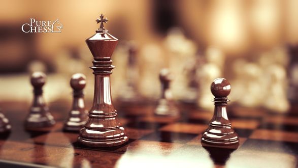 Обои на рабочий стол Король и пешка на шахматной доске (Pure Chess / Простые шахматы)