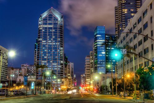 Обои на рабочий стол Улица ночного Сан-Диего, Калифорния, США / San Diego, California, USA