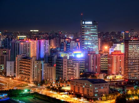 Обои на рабочий стол Вид на ночной Пекин, Китай / Beijing, China
