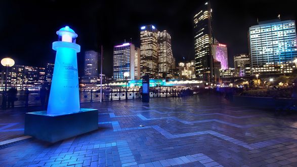 Обои на рабочий стол Ночной город Сидней, Австралия / Sydney, Australia