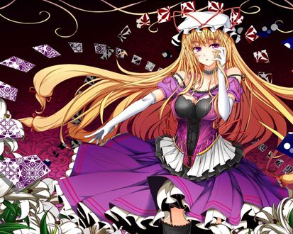 Обои на рабочий стол Yukari Yakumo / Юкари Якумо из серии компьютерных игр Тохо / Touhou Project