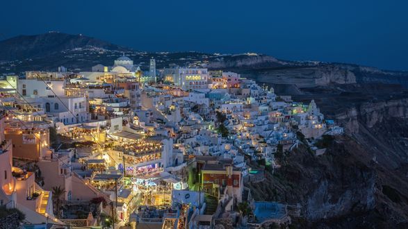 Обои на рабочий стол Вид на ночной город, Греция / Greece
