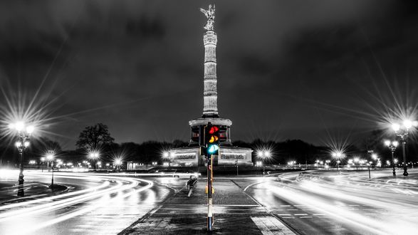Обои на рабочий стол Вид на ночной Берлин, Германия / Berlin, Germany