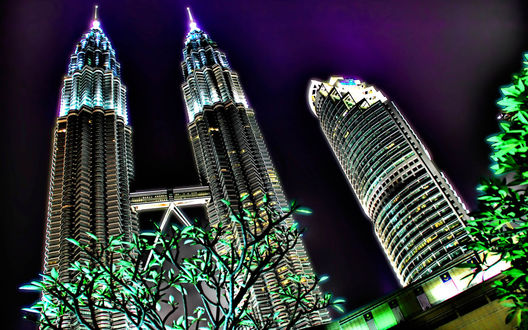Обои на рабочий стол Башни Петронас в столице Малайзии Куала-Лумпуре / Petronas Towers, Kuala Lumpur, Malaysia