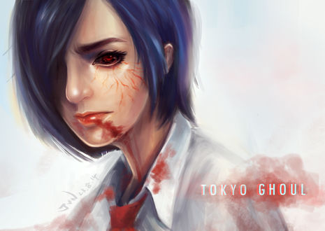 Обои на рабочий стол Touka Kirishima / Тока Кирисима из аниме Tokyo Ghoul / Токийский Гуль