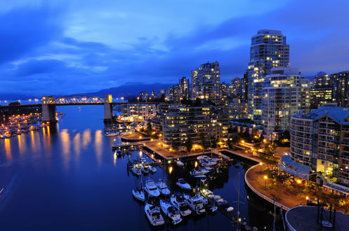 Обои на рабочий стол Ночной Ванкувер, Канада / Vancouver, Сanada