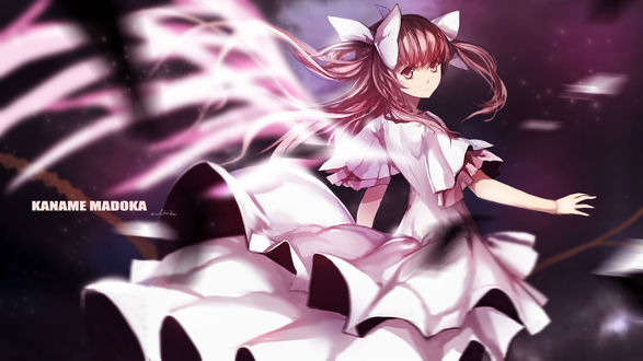 Обои на рабочий стол Мадока Канамэ / Madoka Kaname из аниме Девочка-волшебница Мадока / Mahou Shoujo Madoka Magika