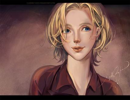 Обои на рабочий стол Светловолосая девушка, art by Claparo-Sans