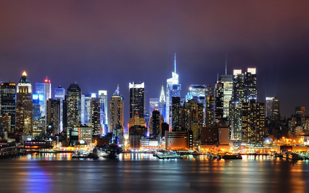 Обои для рабочего стола Ночной Нью-Йорк, США / New York, USA