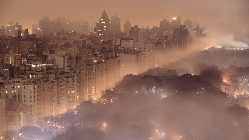 Обои для рабочего стола Манхэттен, Нью-Йорк / Manhattan, New York City в тумане