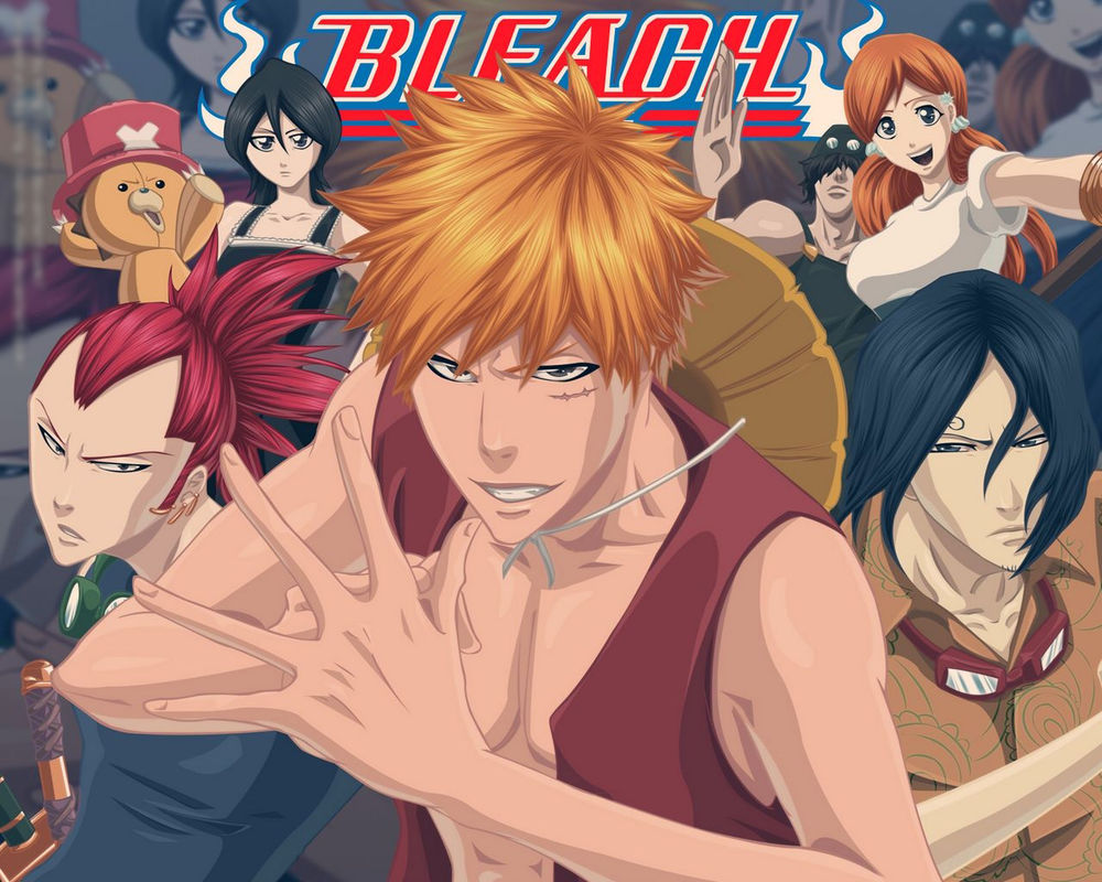 Обои на рабочий стол Герои аниме Блич / Bleach изображают персонажей аниме  Большой куш / One Piece, обои для рабочего стола, скачать обои, обои  бесплатно