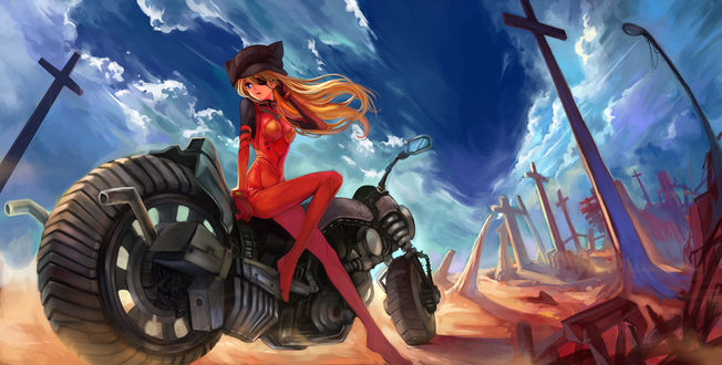 Обои на рабочий стол Сорью Аска Лэнгли / Asuka Langley Soryu из аниме Евангелион / Evangelion, автор Summercards