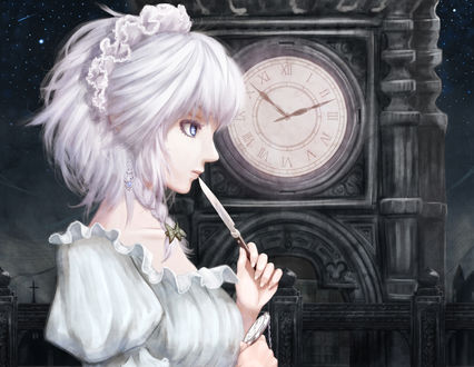 Обои на рабочий стол Sakuya Izayoi / Сакуя Изаеи из серии компьютерных игр Touhou Project / Проект Восток