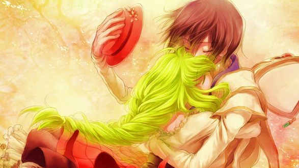 Обои на рабочий стол Лелуш / Lelouch и C. C. / C. C. из аниме Код Гиас / Code Geass, автор Minami