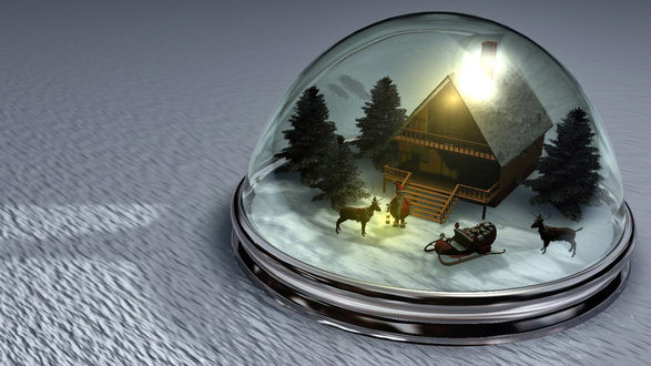 Обои на рабочий стол Санта Клаус / Santa Claus в стеклянном шаре
