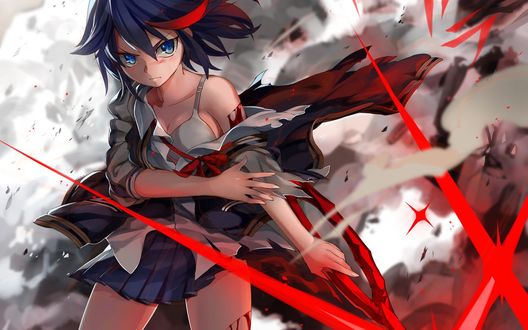 Обои на рабочий стол Рюко Матои / Ryuuko Matoi из аниме Убей или умри / Kill la Kill, автор Mizushirazu