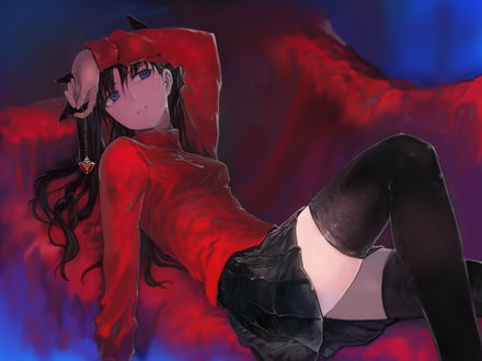 Обои на рабочий стол Рин Тосака / Rin Tohsaka из аниме Судьба: Ночь Схватки / Fate / stay night, автор Bob