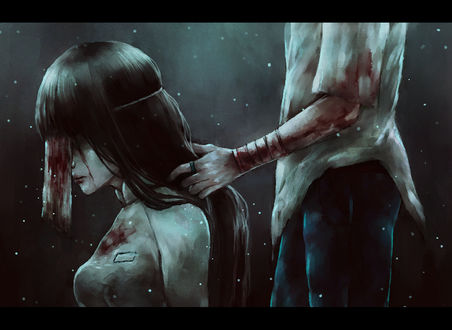 Обои на рабочий стол Парень поправляет волосы девушки, art by NanFe