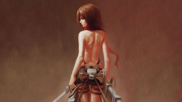 Обои на рабочий стол Микаса Акерман / Mikasa Ackerman из аниме Атака Титана / Attack on Titan / Shingeki no Kyojin
