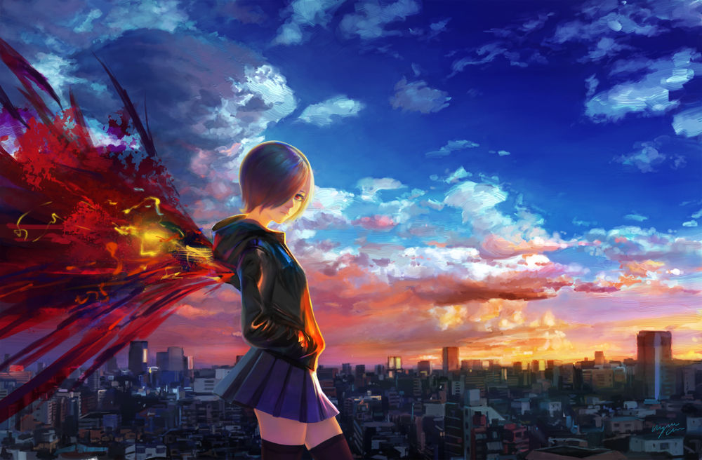 Обои для рабочего стола Touka Kirishima / Тока Кирисима из аниме Tokyo Ghoul / Токийский Гуль