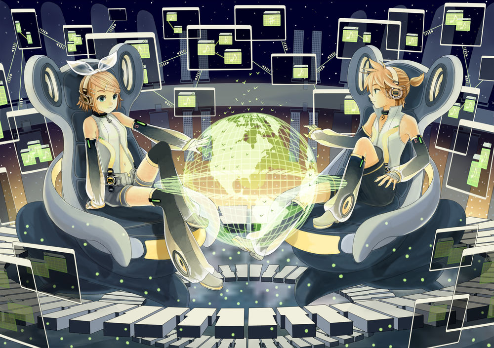 Обои для рабочего стола Vocaloid / Вколоиды Rin & Len Kagamine / Рин и Лен Кагамине