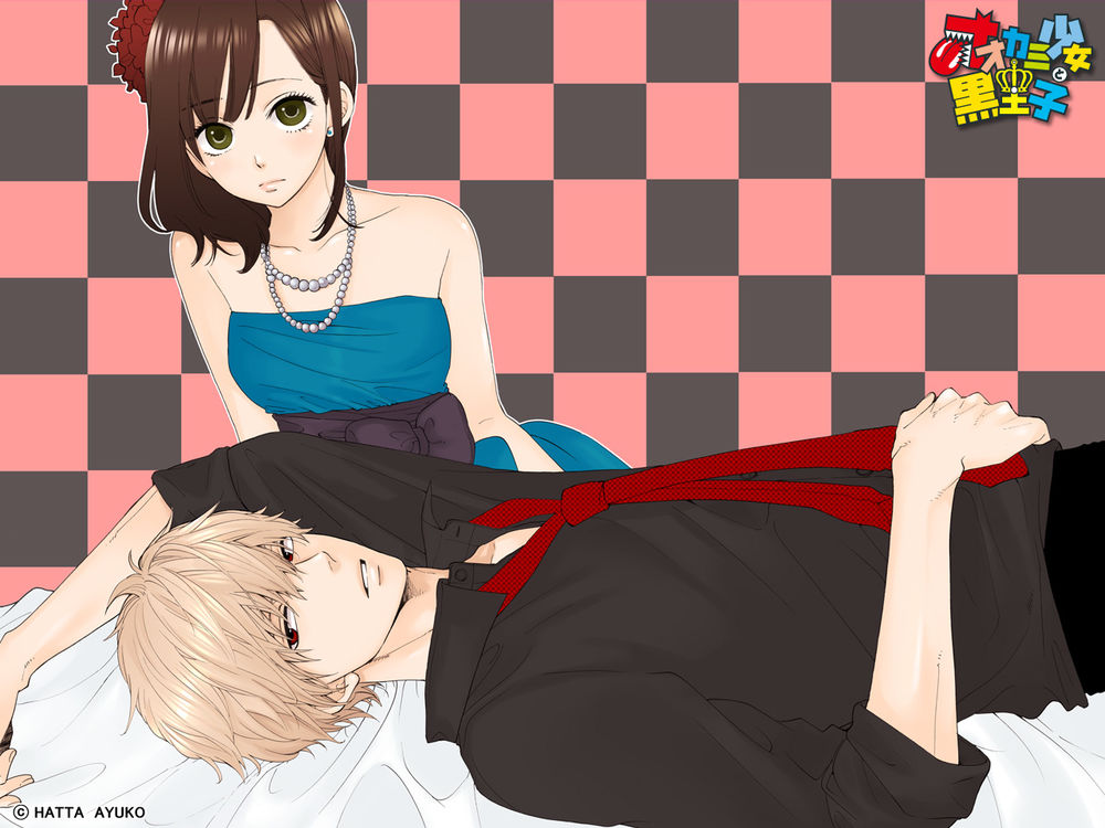 Обои для рабочего стола Shinohara Erika / Шинохара Эрика и Sata Kyouya / Сата Кея из аниме Ookami Shoujo to Kuro Ouji / Волчица и черный принц