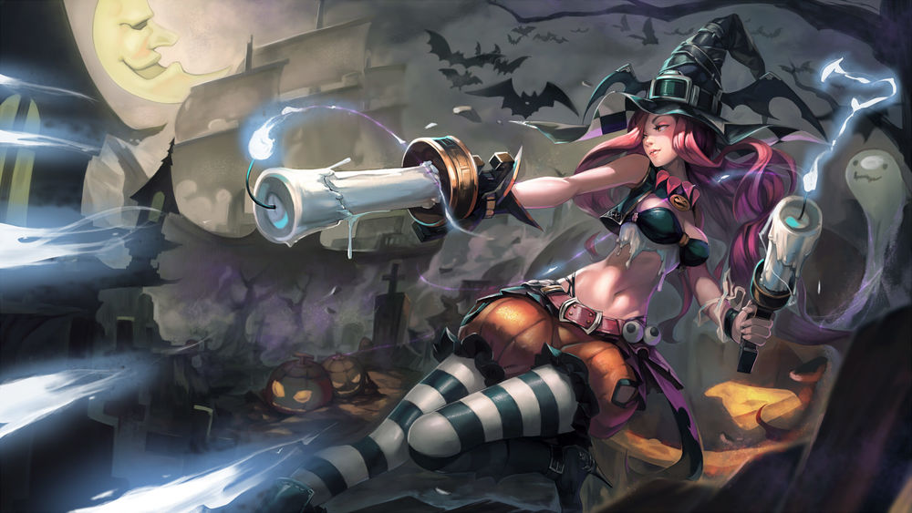 Обои для рабочего стола Miss Fortune / Мисс Фортуна, персонаж из игры League of Legends / Лига Легенд, art by Iorlvm