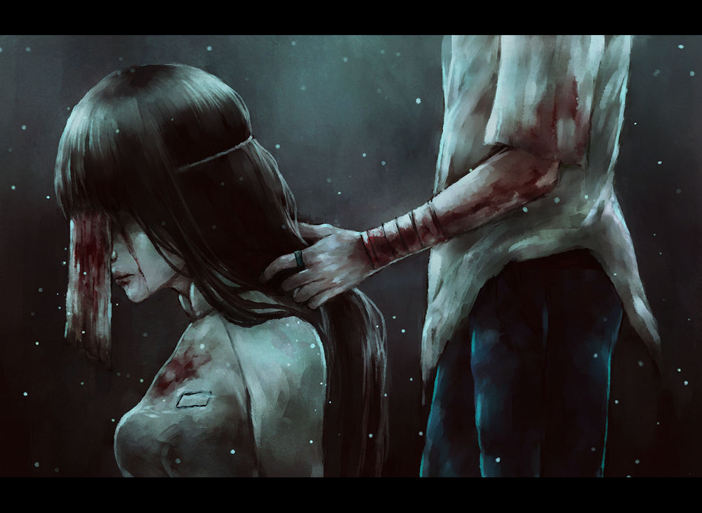 Обои для рабочего стола Парень поправляет волосы девушки, art by NanFe