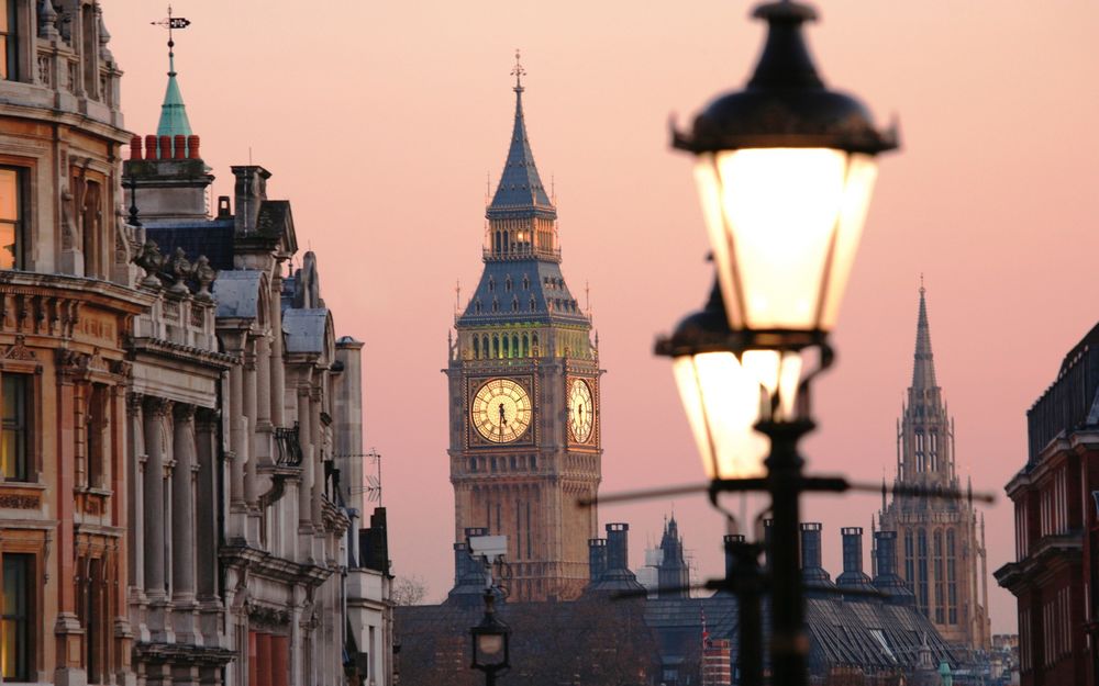 Обои для рабочего стола Биг-Бен / Big Ben в Вестминстерском дворце / Westminster Palace в Лондоне / London Англия / England