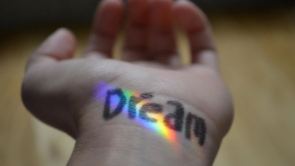 Обои на рабочий стол На руке написано Dream (мечта)