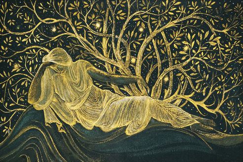 Обои на рабочий стол Грустная девушка, художник Edward Coley Burne-Jones
