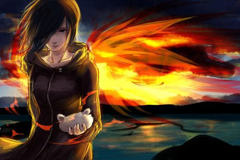 Обои на рабочий стол Touka Kirishima / Тока Кирисима из аниме Tokyo Ghoul / Токийский Гуль