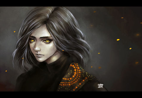 Обои на рабочий стол Парень с золотыми глазами, art by NanFe