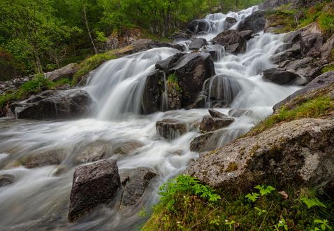 Обои на рабочий стол Водные каскады в лесу, ву soli
