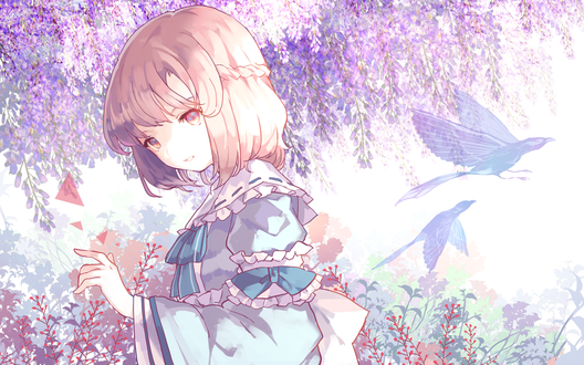 Обои на рабочий стол Ююко Сайгедзи / Yuyuko Saigyouji из игры Проект Восток / Touhou Project