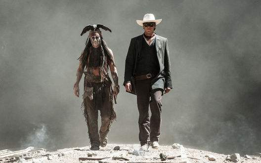 Обои на рабочий стол Постер к фильму Одинокий Рейнджер, Джонни Депп / Johnny Depp/, Арми Хаммер / Armie Hammer/