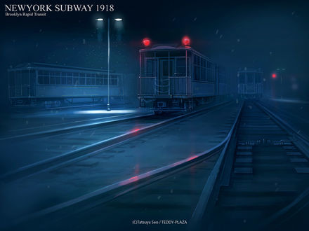 Обои на рабочий стол Железнодорожные поезда (NEWYORK SUBWAY 1918 Brooklyn Rapid Transit), art by Seo Tatsuya