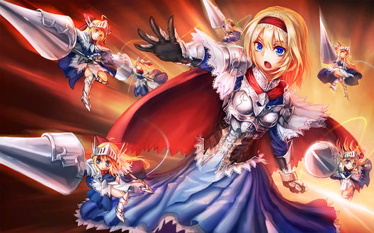 Обои на рабочий стол Alice Margatroid / Алиса Маргатроид и Shanghai / Шанхай из игры Проект Восток / Touhou Project, art by Freeze-ex