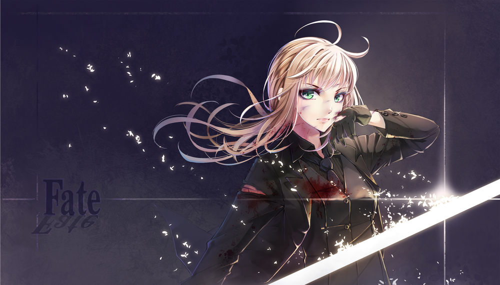 Обои для рабочего стола Saber / Сабер из аниме Fate / zero / Судьба:начало, art by wait (artist)
