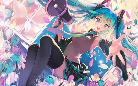 Обои на рабочий стол Vocaloid Miku Hatsune / Вокалоид Мику Хатсуне