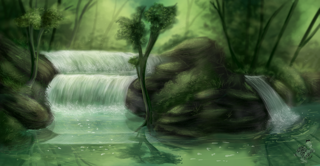 Обои на рабочий стол Красивый водопад, by The-Hare