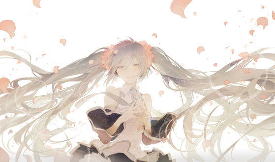 Обои на рабочий стол Vocaloid Miku Hatsune / Вокалоид Мику Хатсуне, art by Rella
