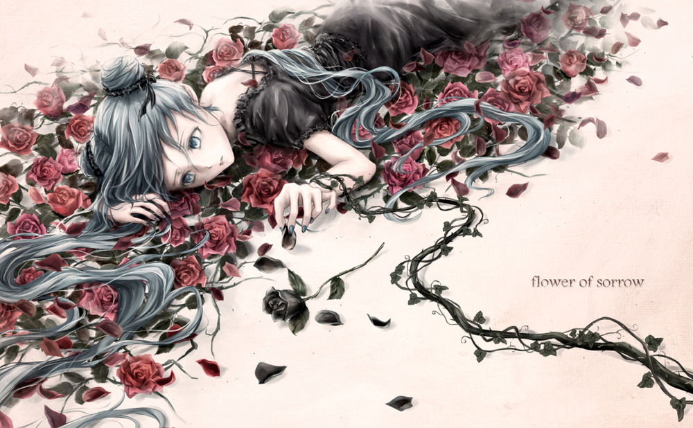 Обои для рабочего стола Vocaloid Hatsune Miku / Вокалоид Хатсуне Мику (flower of sorrow)