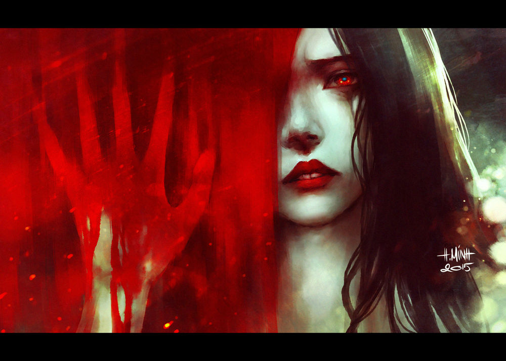 Обои для рабочего стола Темноволосая девушка, art by NanFe